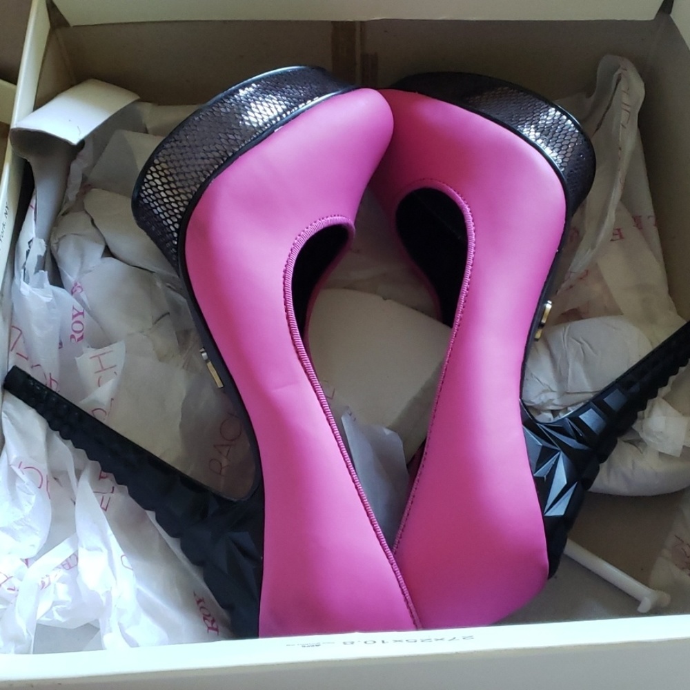 Rachel Roy Fuchsia & Black Textured 6" Heels